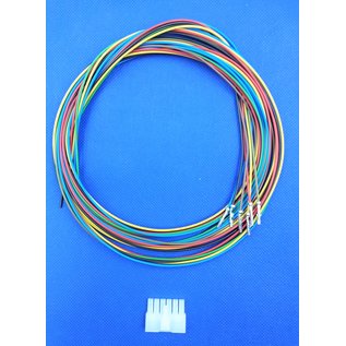 Molex Complete set met Molex Mini-Fit Jr. Receptacle connector 6Pos. (1-Rij) + 6x 2m. 0,50mm2 kabel en contacten (pre-crimped)