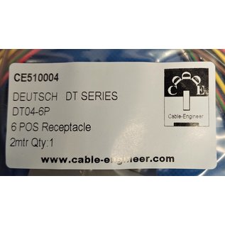 TE Connectivity TE Deutsch DT Pigtail-set: 6-Pos. Receptacle DT04-6P(vrouw) + 6x 2meter 0,75mm2  FLRY-B kabel