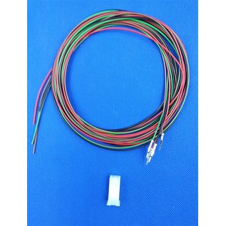 Molex Complete set met Molex Mini-Fit Jr. Plug connector 4Pos. (2-Rij) + 4x 2m. 0,50mm2 kabel  met contacten (pre-crimped)