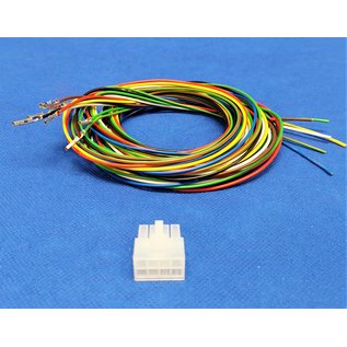 Molex Complete set met Molex MiniFit Jr. Receptacle connector 8-Pos. (2-Rij) + 8x 2m. 0,50mm2 kabel  met contacten (pre-crimped)