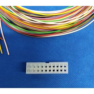 Molex Complete set met Molex MiniFit Jr. Plug connector 20-Pos. (2-Rij) + 20x 2m. 0,50mm2 kabel  met contacten (pre-crimped)