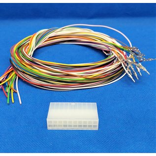 Molex Complete set met Molex MiniFit Jr. Plug connector 20-Pos. (2-Rij) + 20x 2m. 0,50mm2 kabel  met contacten (pre-crimped)