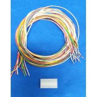 Molex Complete set met Molex MiniFit Jr. Plug connector 20-Pos. (2-Rij) + 20x 2m. 0,50mm2 kabel  met contacten (pre-crimped)