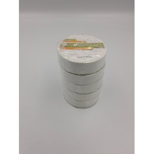 5 Rollen witte isolatie of PVC tape van 19mm breed en 10meter lang