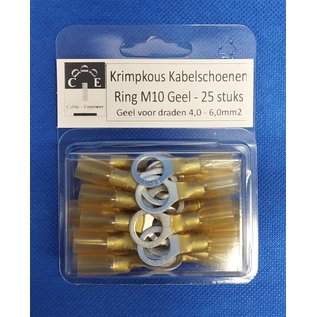 Cable-Engineer 25x waterdichte krimpkous Ring M10  kabelschoenen Geel - voor draden van 4,0 - 6,0 mm2