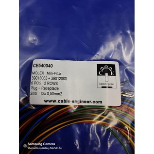 Molex Complete set met Molex MiniFit Jr. Plug & Receptacle 6-Pos. (2-Rij) + 12x 2m. 0,50mm2 kabel en contacten