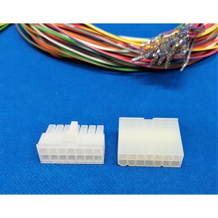 Molex Complete set met Molex MiniFit Jr. Plug & Receptacle 14-Pos. (2-Rij) + 28x 2m. 0,50mm2 kabel en contacten