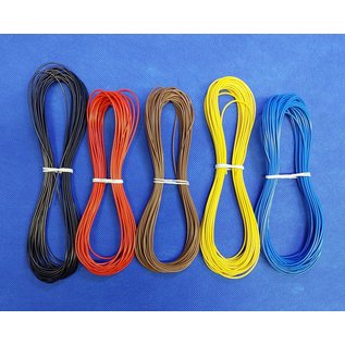 Cable-Engineer 5x 10m. FLRY-B 1,0mm2 voertuigsnoer in de kleuren Rood/zwart/bruin/blauw/geel