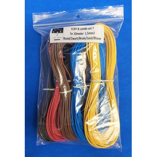 Cable-Engineer 5x 10m. FLRY-B 1,5mm2 voertuigsnoer in de kleuren Rood/Zwart/Bruin/Blauw/Geel