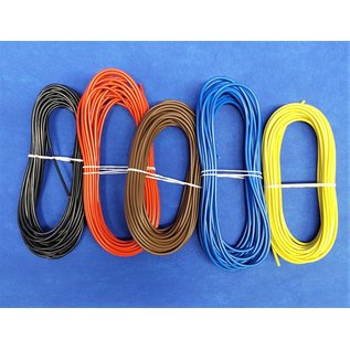 Cable-Engineer 5x 10m. FLRY-B 2,5mm2 voertuigsnoer in de kleuren Rood/Zwart/Bruin/Blauw/Geel