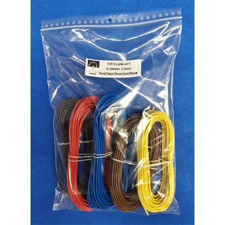 Cable-Engineer 5x 10m. FLRY-B 2,5mm2 voertuigsnoer in de kleuren Rood/Zwart/Bruin/Blauw/Geel