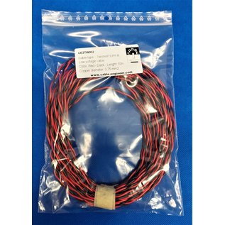 Cable-Engineer 2x 0,75mm2 Twisted Pair FLRY-B kabel 0,75mm2 - flexibele voertuigkabel - 10 meter Kleur Rood/Zwart