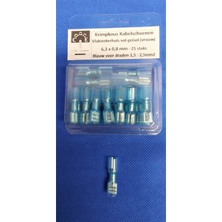 Cable-Engineer 25x waterdichte krimpkous Vlakstekerhulzen 6,3 x 0,8 mm - Blauw -  vol-geïsoleerd