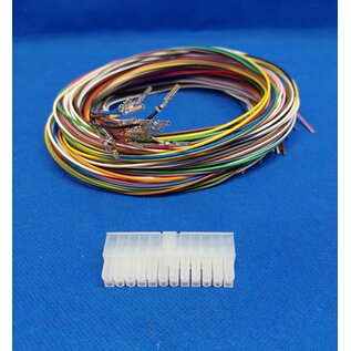 Molex Complete set met Molex MiniFit Jr. Receptacle connector 24Pos. (2-Rij) + 24 x 2m. 0,50mm2 kabel  met contacten (pre-crimped)