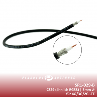 Panorama Antennas Double Shielded Coax 50Ω kabel Ø 5mm SR1-029-B (CS29) - Per meter