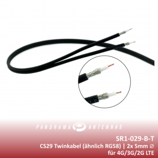 Panorama Antennas Twin coax kabel - Double Shielded 50Ω -  SR1-029-B-T (CS29) - Per meter