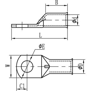 Cable-Engineer Buiskabelschoen / kabeloog M5 met inspectie-gat voor draden van 10,0mm2 (8AWG) - 10 stuks