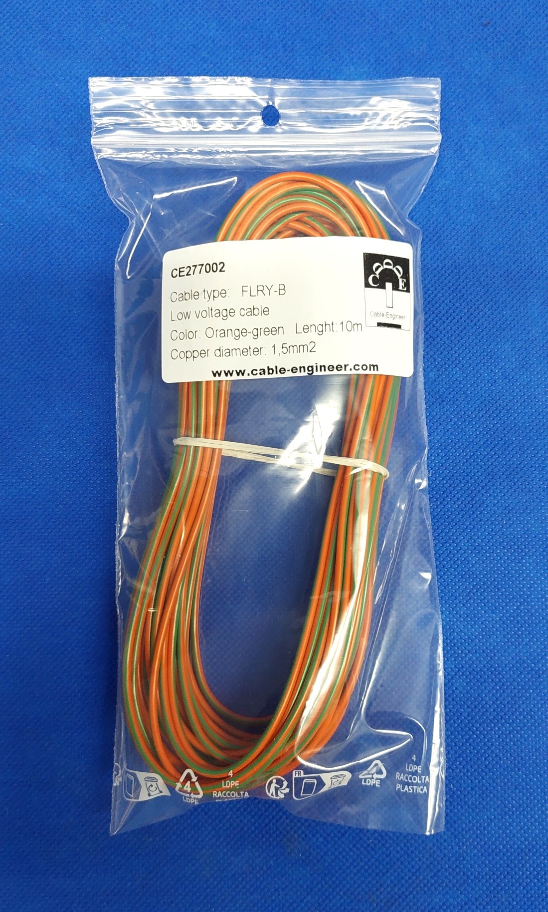FLRY-B kabel 1,5mm2 - automotive - voertuigkabel Kleur ORANJE/GROEN 