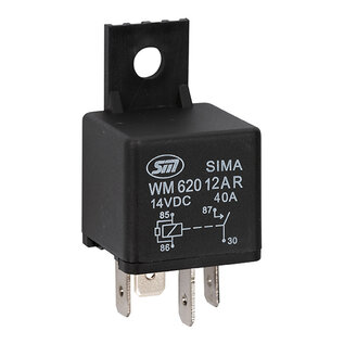 SIMA Auto Relais  4-Pins - 12V - 40A. - 1,6W  - coil met weerstand - met beugel - WM620A 12BR