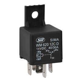 SIMA Relais Auto 5-Pins - 12V - 40A. - 1,6W  - Coil met diode - met beugel