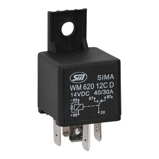 SIMA Auto Relais  5-Pins - 12V - 40A. - 1,6W  - Coil met diode - met beugel - WM620 12C D