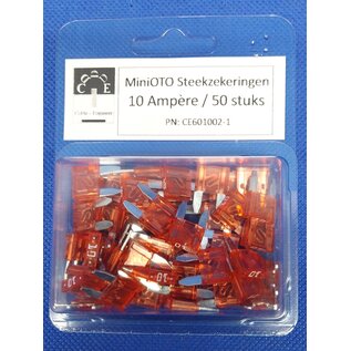 Cable-Engineer 10 Ampère Steekzekeringen  - MiniOTO  - Rood - 50 stuks