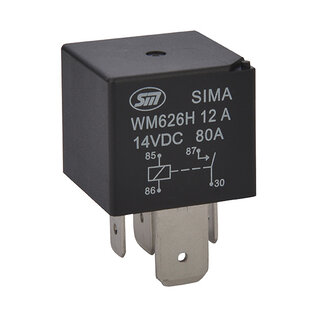 SIMA Auto Relais  4-Pins - 12V - 80A. - 1,6W  - Standaard coil - zonder beugel - WM626H 12 A