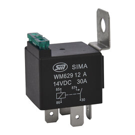 SIMA Relais Auto 4-Pins - 12V - 30A. - 1,6W  - Standaard coil - met zekering 30A + beugel