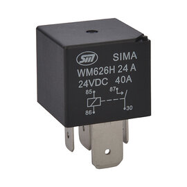 SIMA Relais Auto 4-Pins - 24V - 40A. - 1,6W  - Standaard coil - zonder beugel