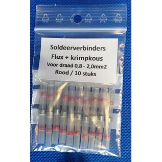 Cable-Engineer.com Soldeerverbinder met krimpkous huls - Rood - voor draden 0,8 t/m 2,0 mm2 - 10 stuks
