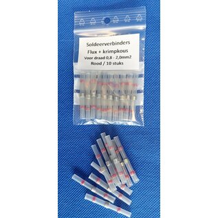 Cable-Engineer.com Soldeerverbinder met krimpkous huls - Rood - voor draden 0,8 t/m 2,0 mm2 - 10 stuks
