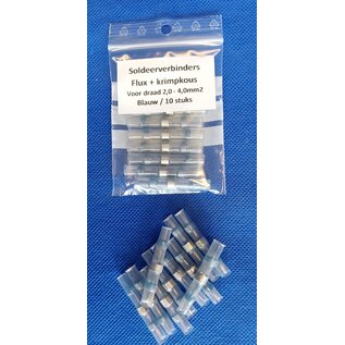 Cable-Engineer.com Soldeerverbinder met krimpkous huls - Blauw - voor draden 2,0 t/m 4,0 mm2 - 10 stuks