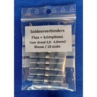 Cable-Engineer.com Soldeerverbinder met krimpkous huls - Blauw - voor draden 2,0 t/m 4,0 mm2 - 10 stuks