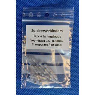 Cable-Engineer.com Soldeerverbinder met krimpkous huls - Transparant - voor draden 0,3 t/m 0,8 mm2 - 10 stuks