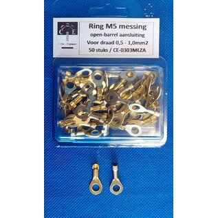 Cable-Engineer.com Ring M6 - Messing -open-barrel aansluiting voor  draad 0,5 - 1,0mm2 - 50st.