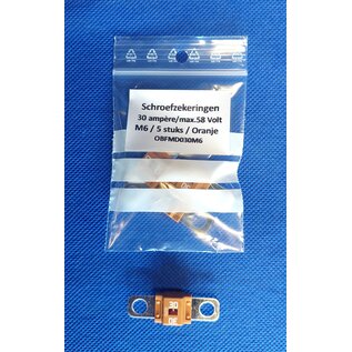 Cable-Engineer.com 30 Ampère MidiOTO schroefzekering met M6 gaten op 30mm - max. 58 Volt - Per 5 stuks