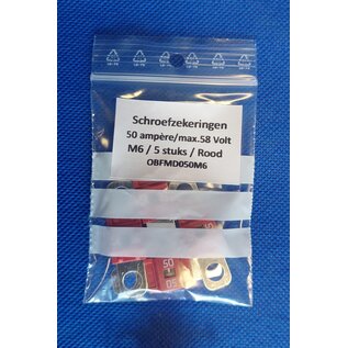 Cable-Engineer.com 50 Ampère MidiOTO schroefzekering met M6 gaten op 30mm - max. 58 Volt - Per 5 stuks