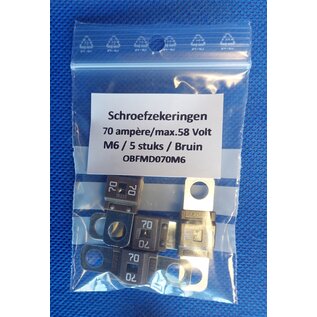 Cable-Engineer.com 70 Ampère MidiOTO schroefzekering met M6 gaten op 30mm - max. 58 Volt - Per 5 stuks