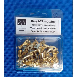 Cable-Engineer.com Ring M3 - Messing -open-barrel aansluiting voor  draad 1,0 - 2,5mm2 - 50st.