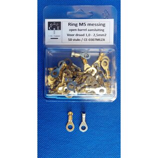 Cable-Engineer.com Ring M5 - Messing -open-barrel aansluiting voor  draad 1,0 - 2,5mm2 - 50st.