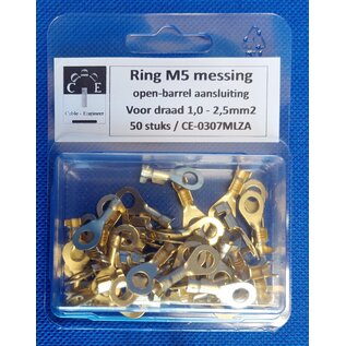 Cable-Engineer.com Ring M5 - Messing -open-barrel aansluiting voor  draad 1,0 - 2,5mm2 - 50st.