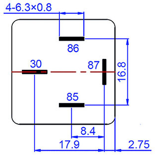 SIMA Auto Relais  4-Pins - 24V - 40A. - 1,6W  - Standaard coil - Met beugel - WM626HA24B
