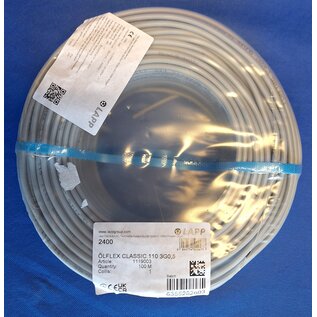 LAPP Benelux Stuurstroomkabel van LAPP: ÖLFLEX® CLASSIC 110 - 3G0.5 - Grijs - 100m. - 1119003