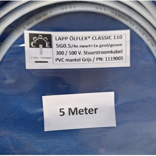 LAPP Benelux Stuurstroomkabel van LAPP: ÖLFLEX® CLASSIC 110 - 5G0.5 - Grijs - 100m. - 1119005