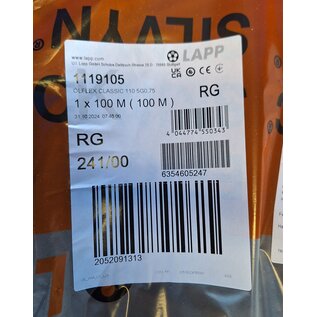LAPP Benelux Stuurstroomkabel van LAPP: ÖLFLEX® CLASSIC 110 - 5G0.75 - Grijs - 100m. - 1119105