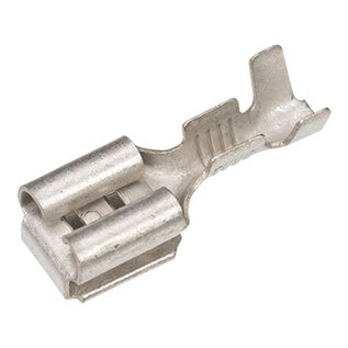 Cable-Engineer.com Piggyback kabelschoen 6,3 x 0,8 mm-van vertind messing met open barrel aansluiting voor draad 0,75-1,5mm2 - Per 25st.