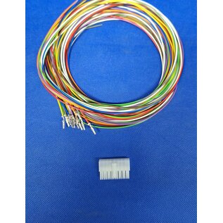 Molex Complete set met Molex MiniFit Jr. Receptacle connector 16-Pos. (2-Rij) + 16x 2m. 0,50mm2 FLRY-B kabel  met contacten (pre-crimped)