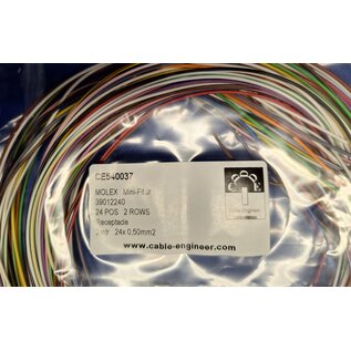 Molex Complete set met Molex MiniFit Jr. Receptacle connector 24-Pos. (2-Rij) + 24x 2m. 0,50mm2 FLRY-B kabel  met contacten (pre-crimped)