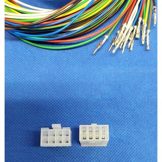 Molex Complete set met Molex MiniFit Jr. Plug & Receptacle 8-Pos. (2-Rij) + 16x 2m. 0,50mm2 kabel en contacten