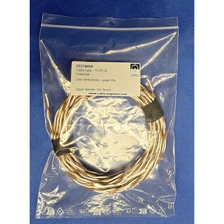 Cable-Engineer 2x 0,75mm2 Twisted Pair FLRY-B kabel 0,75mm2 - flexibele voertuigkabel - 10 meter Kleur Bruin/Wit